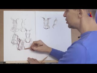 alexander ryzhkin. how to draw a nose usually and how to draw correctly.